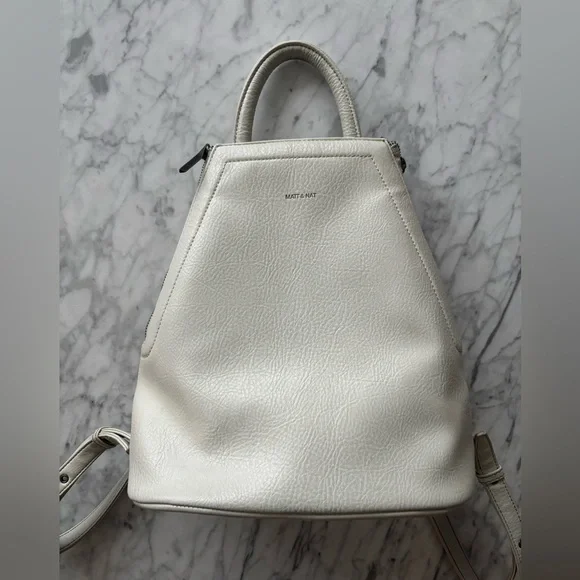 Matt & Nat Cream White Vegan Leather Backpack - Picture 1 of 9